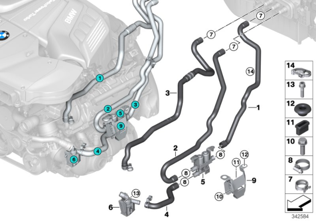 2018 BMW X6 Return Coolant Hose Diagram for 64219259541