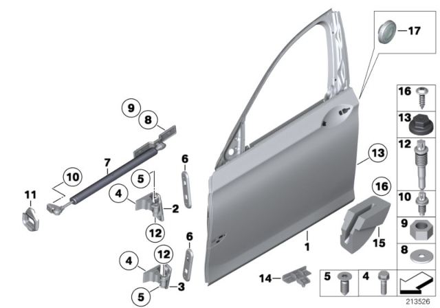 2014 BMW 750i xDrive Left Upper Front Door Hinge Diagram for 41007203983