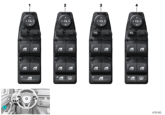 2019 BMW 530i  Door Window Switch Diagram for 61316832729