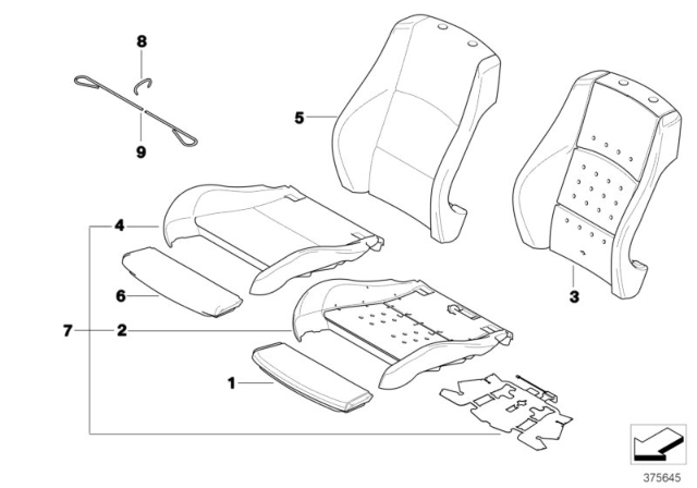 2012 BMW 128i  Cover Thigh Support Diagram for 52107247337