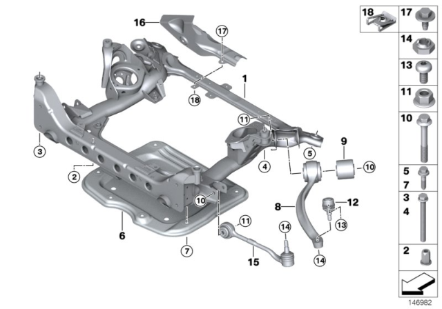 2011 BMW 335i xDrive  Repair Kit, Wishbone Diagram for 31122405863