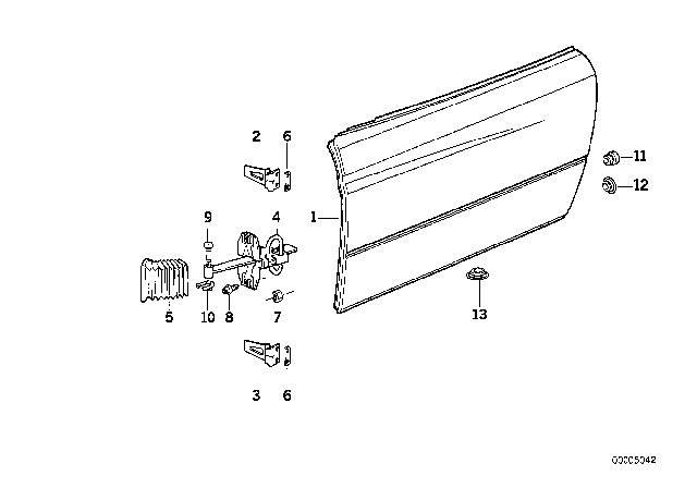 1995 BMW 850CSi Left Upper Front Door Hinge Diagram for 41511970307