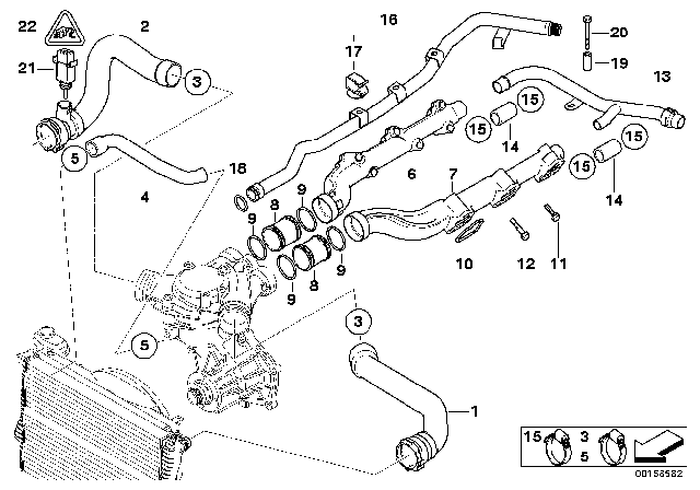 2002 BMW M5  Cooling System Water Hose Diagram for 11531407812