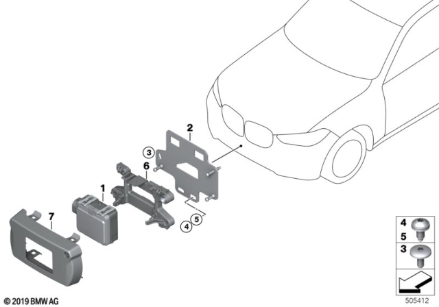 2020 BMW X7 Mount Front Radar Sensor Diagram for 66316883865