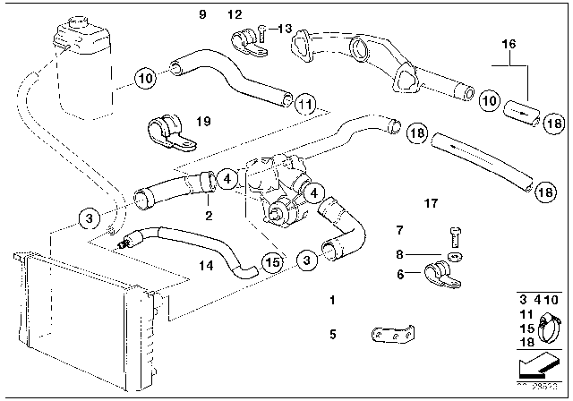 1996 BMW 750iL  Hose For Engine Inlet And Addition.Water Pump Diagram for 64218390355