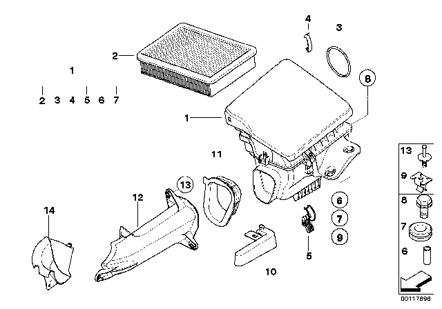2005 BMW Z4  Intake Silencer Diagram for 13717514872