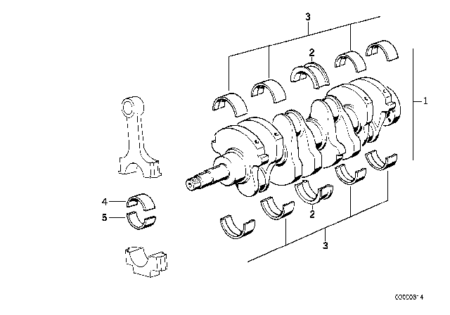 1985 BMW 318i  Bearing Shell, Red Diagram for 11210666110