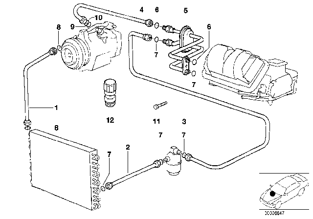 1994 BMW 525i  Suction Pipe Evaporator-Compressor Diagram for 64531391785