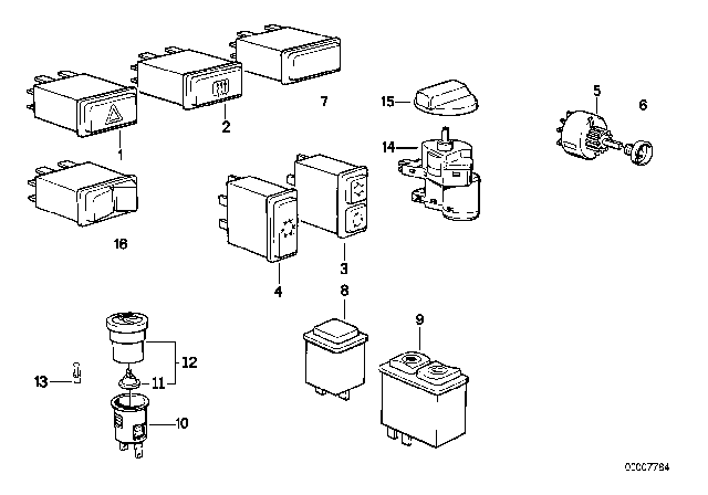 1991 BMW M3  Sunroof Switch Diagram for 61311381204
