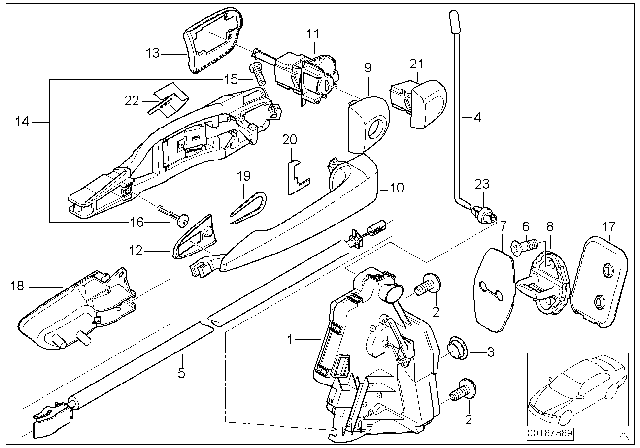 2004 BMW 330i Left Handle Bracket Diagram for 51218216125