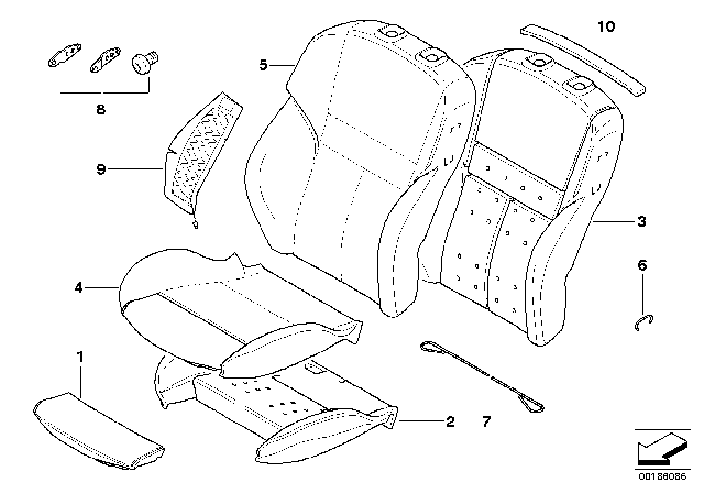 2006 BMW M6  Heating Element Backrest, Left Diagram for 52108042505