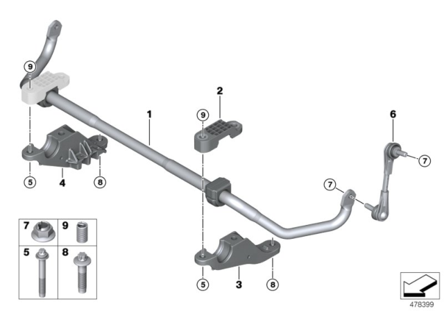 2018 BMW M5  STABILIZER FRONT WITH RUBBER Diagram for 31358074129