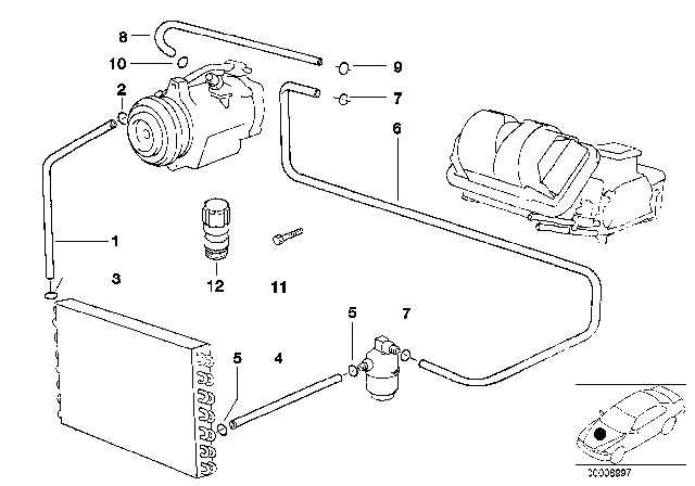 2002 BMW 540i Pressure Hose, Compressor-Condenser Diagram for 64538370530