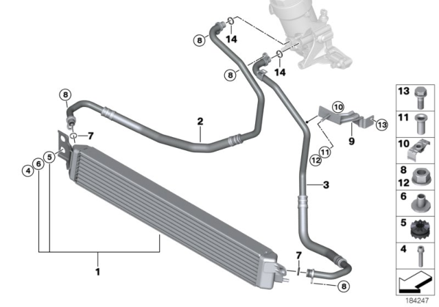 2010 BMW M3  Engine Oil Cooler Diagram for 17212284075