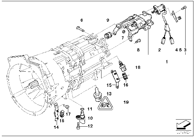 2001 BMW M3 Gearshift Rod Joint Diagram for 25112229793