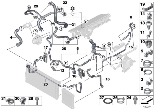 2013 BMW 640i  Clip Diagram for 17127613140