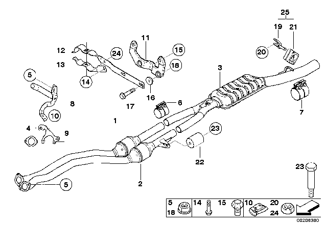 2006 BMW 525i  Catalytic Converter Diagram for 18307541848