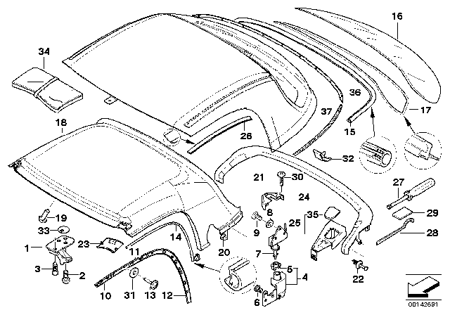 1999 BMW Z3  Rear Switch Cover Diagram for 51168407211