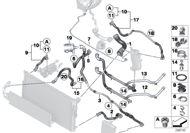 2013 BMW 335i xDrive  Radiator Coolant Hose Diagram for 17127627106
