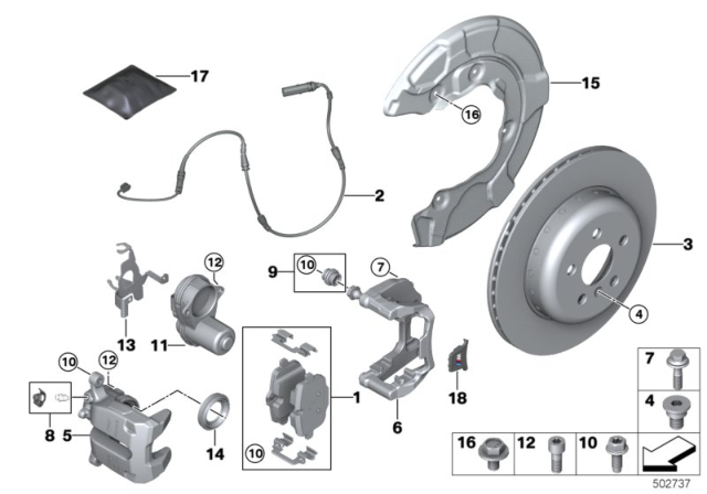 2020 BMW M760i xDrive  CALLIPER CARRIER BLACK LEFT Diagram for 34206882987