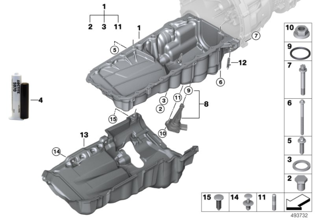 2020 BMW 840i Gran Coupe  ACOUSTIC COVER FOR OIL PAN Diagram for 11148657310