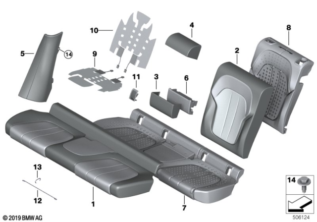 2020 BMW X6 FOAM PART SEAT CUSHION Diagram for 52207443438