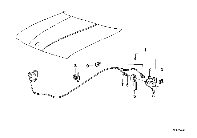 1992 BMW M5  Engine Hood Mechanism Diagram for 51231928621