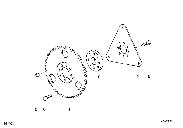 1993 BMW 525i  Driving Plate Diagram for 24401216744