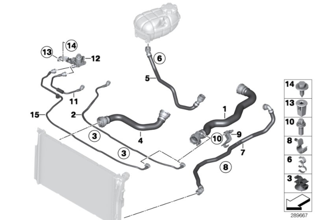 2014 BMW 328d  Engine Coolant Overflow Hose Diagram for 17128514238