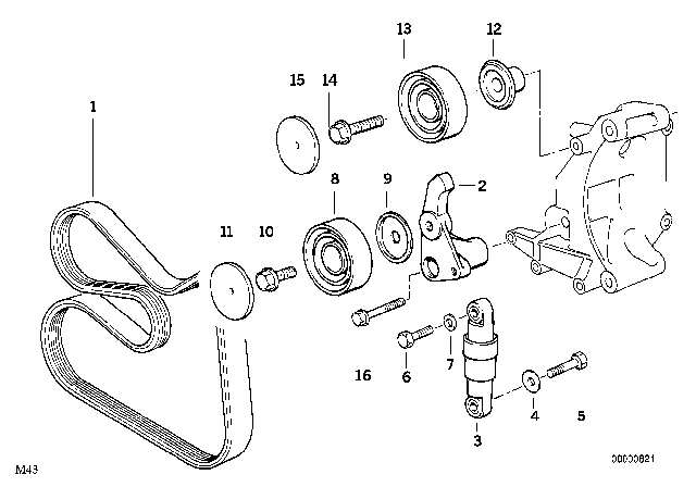 1993 BMW 318i  Belt Tensioner Diagram for 11281247051