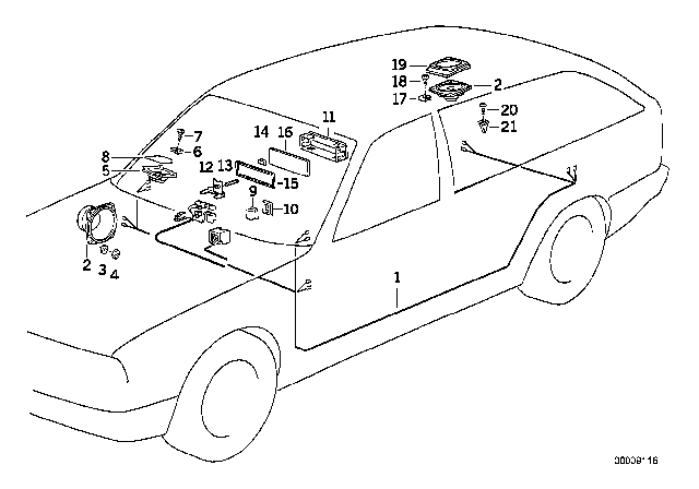 1993 BMW 525iT  Foam Rubber Insert Under Loudspeak.Cover Diagram for 65131388628