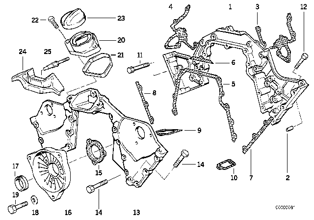 1992 BMW 850i  Gasket, Timing Case, Asbestos-Free, 1-Hole Diagram for 11141725700