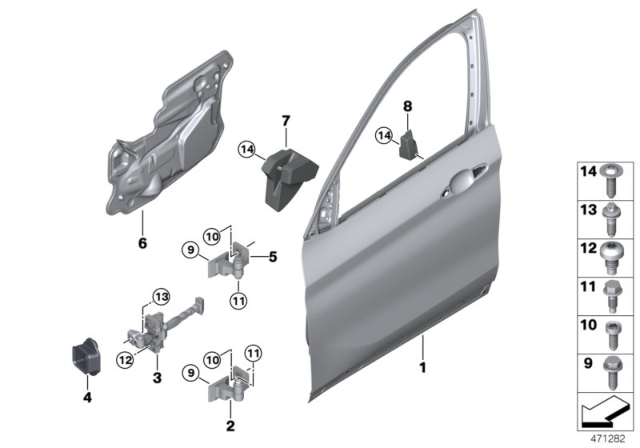 2017 BMW X1  Door Front Left Diagram for 41007414369