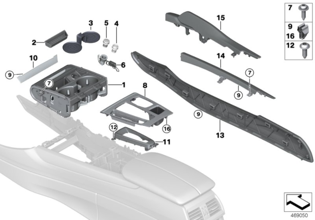 2017 BMW X5  Trim, Aluminium, Centre Console, Left Diagram for 51168058571