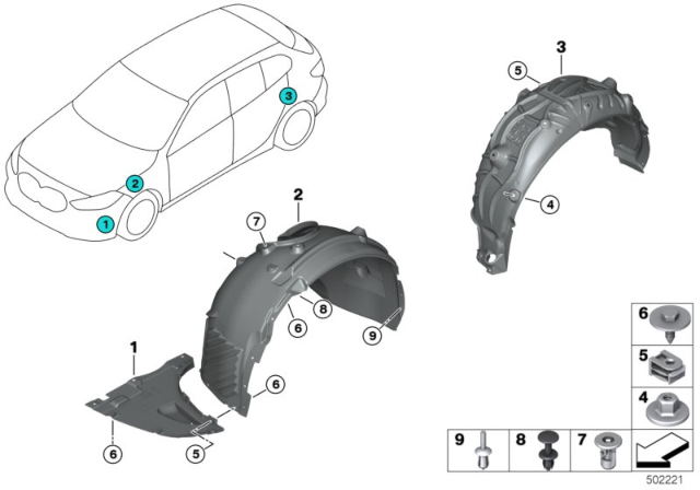 2020 BMW 228i xDrive Gran Coupe  COVER FOR WHEELHOUSING, FRON Diagram for 51717436628