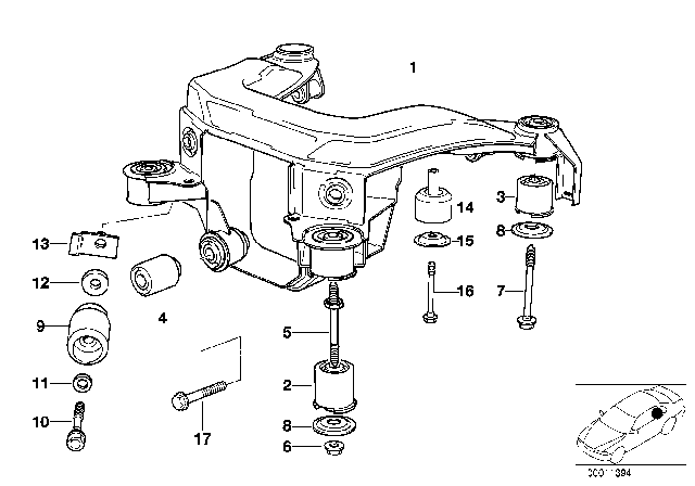 1995 BMW 318i  Set Rubber Mounting Diagram for 33319059301