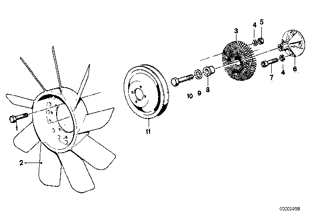 1978 BMW 733i  Fan Coupling Diagram for 11521260459