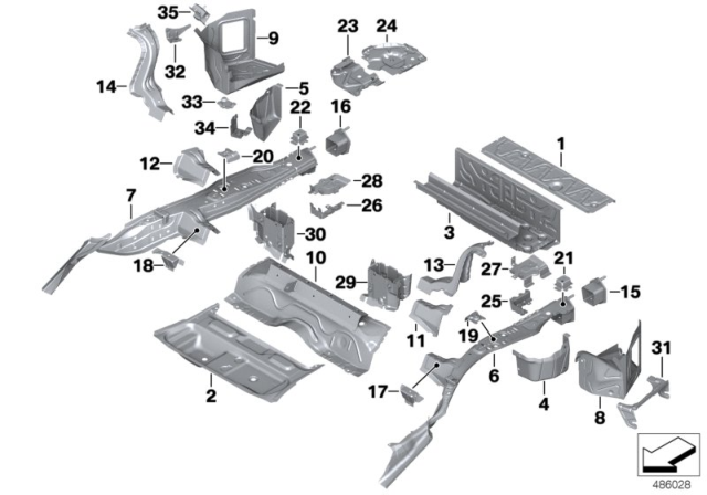 2020 BMW M240i  Trunk Floor Right Diagram for 41007409810