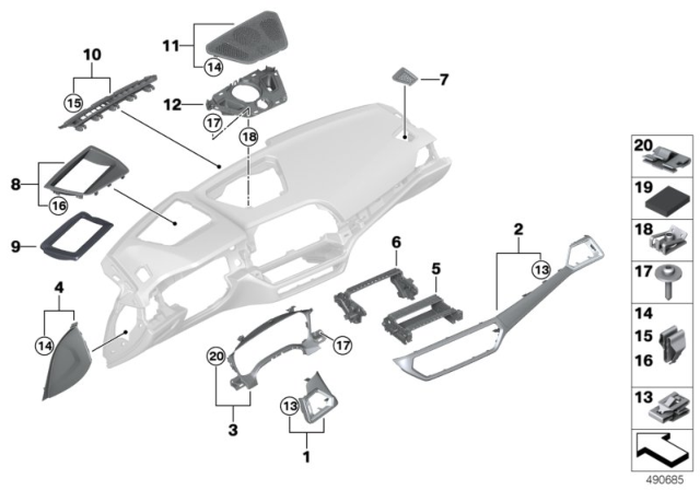 2020 BMW 330i  DASHBOARD TRIM, MAPLE, FRONT Diagram for 51456848193