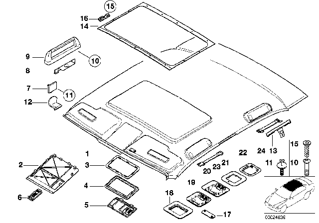 1995 BMW 740i  Cover Sliding Roof Motor Diagram for 51442268978