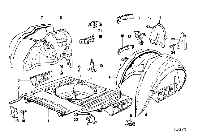 1991 BMW M3  Bracket Car Jack Hold-Down Diagram for 41121955757