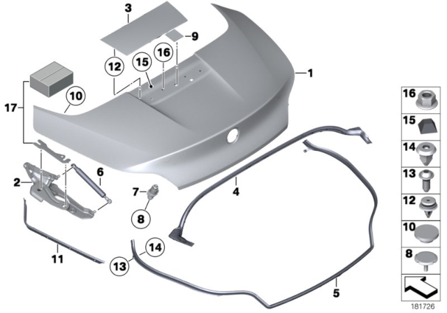 2013 BMW Z4  Fastening Kit, Rear-Lid Hinge Diagram for 41627191277