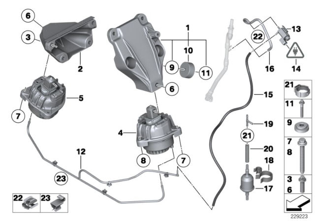 2015 BMW 535d xDrive  Engine Mount Diagram for 22116777381