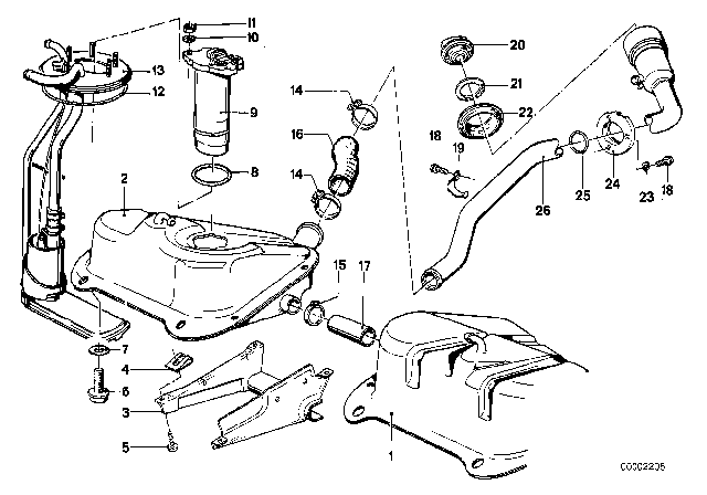 1980 BMW 320i  Fuel Tank Left Diagram for 16111151529