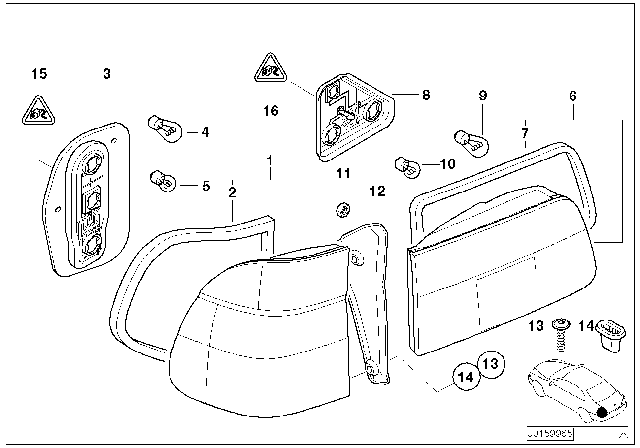 2003 BMW 540i Bulb Diagram for 07119905336