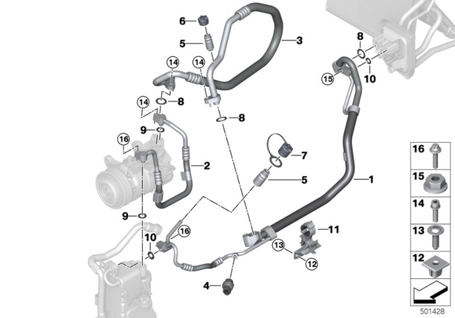 2020 BMW X3 M  SUCTION PIPE EVAPORATOR-COMP Diagram for 64508053488