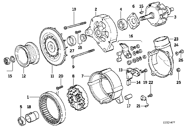 1992 BMW 325i  Stator Assy Diagram for 12311727759