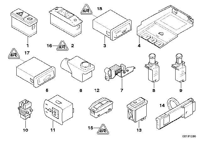 2003 BMW X5  Switch, Air Suspension Diagram for 61318382382