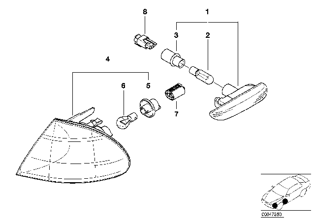 2000 BMW 323i Front Left Turn Indicator Diagram for 63136902765