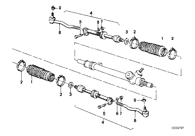 1991 BMW 325ix  Steering Tie Rod End Left Diagram for 32211701037
